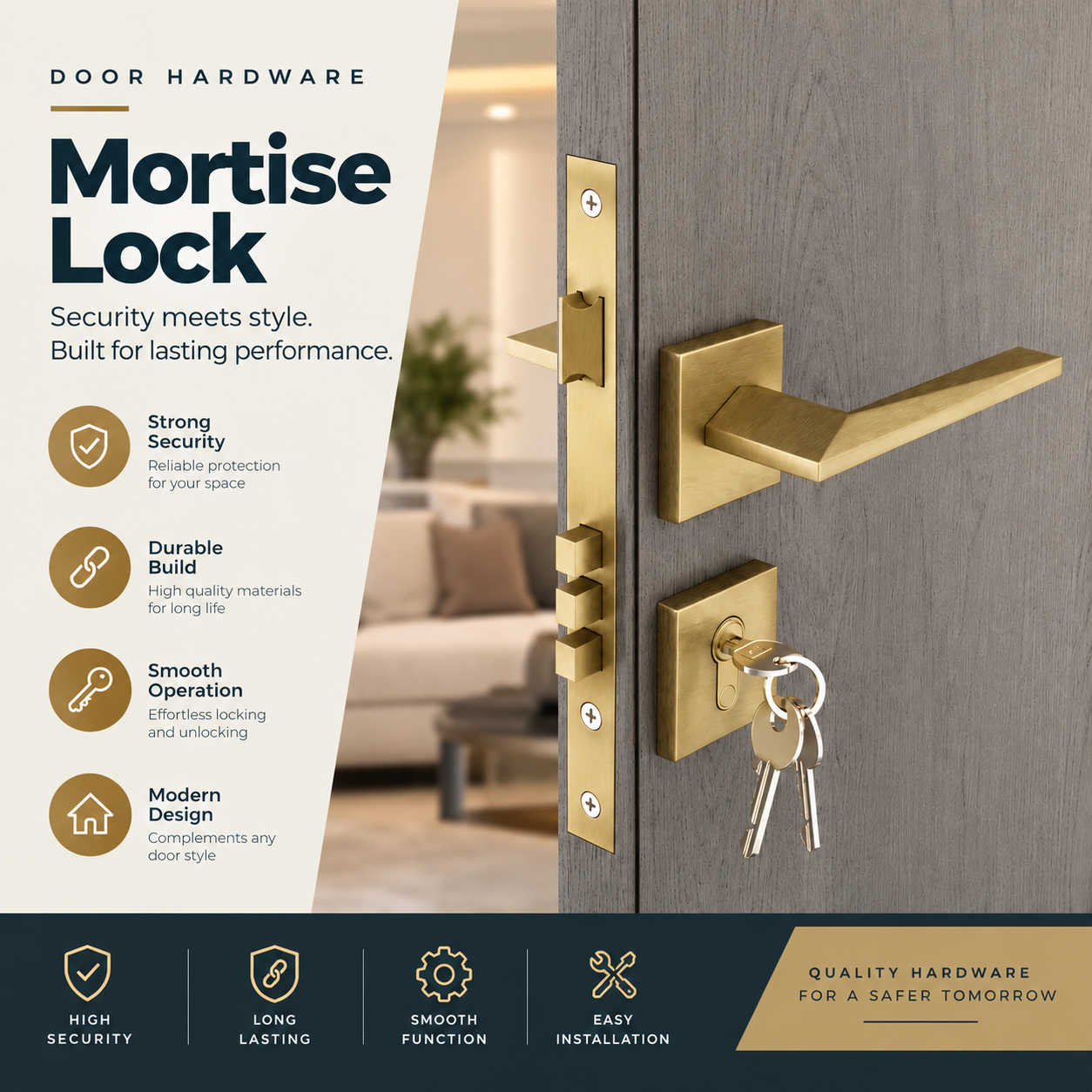 Mortise Lock with Handle Set